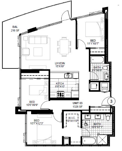 SPIRE 3B 3602 floor plan